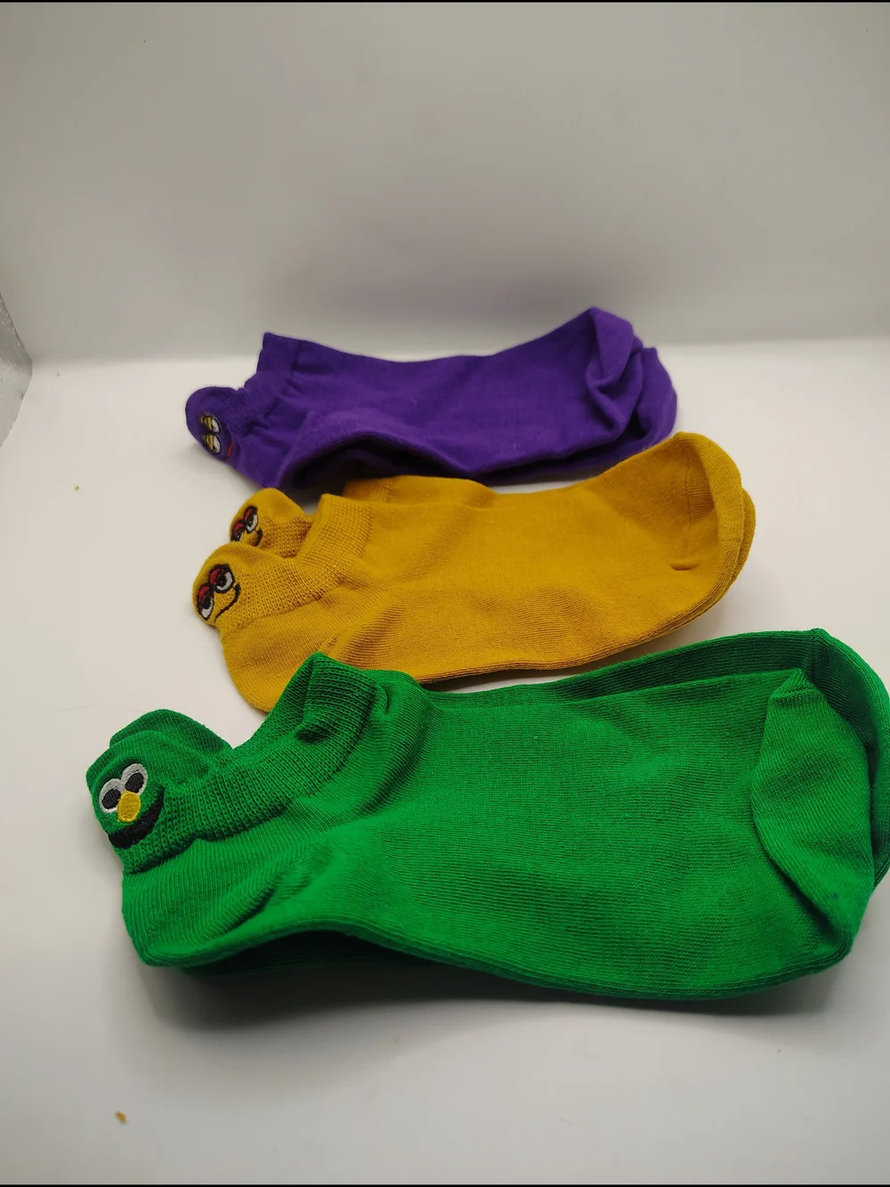 Kids No-Show Sock Set - Green, Mustard, Purple